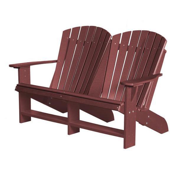 Little Cottage Co. Heritage Recycled Plastic Double Adirondack Bench Garden Benches Cherry Wood